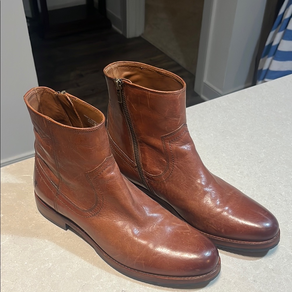 Frye Men's Cognac Leather Ankle Boots